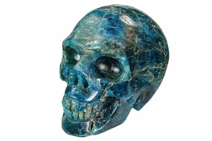 Polished, Bright Blue Apatite Skull - Madagascar #108194